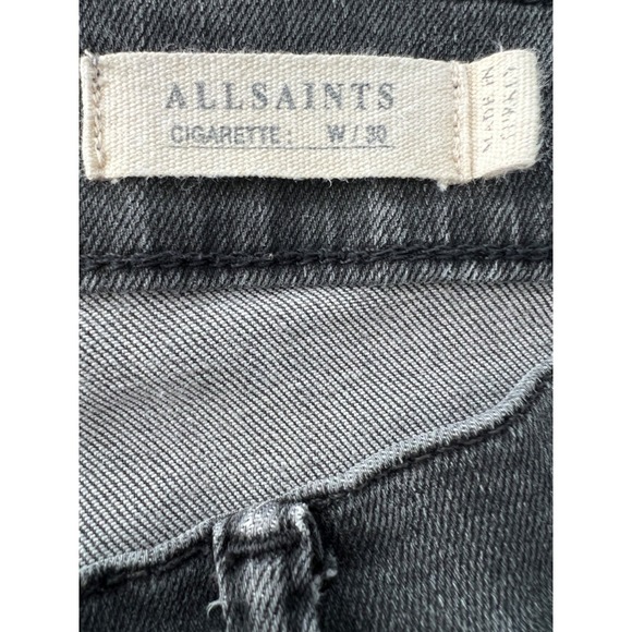 AllSaints Mens Jeans 30 Gray Grey Cigarette Fit Slim Stretch Denim Pants Casual - Picture 10 of 10